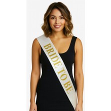 Üreticiniz Beyaz Saten Üzerine Kalın Altın Yazılı Bride To Be Kuşağı 481348