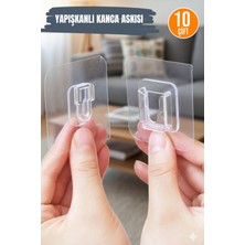 Orvila 10 Çift Şeffaf Yapışkanlı Kanca Askısı Çift Taraflı Geçmeli Klips Sabitleme Kancası