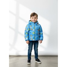 Stilera Erkek Çocuk Desenli Mavi İçi Peluş Şişme Mont 1-5 Yaş