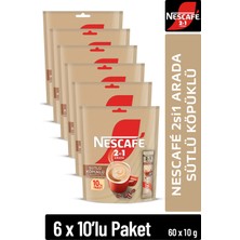 Nescafe 2si1 Arada Sütlü Köpüklü Çözünebilir Kahve 10G 10'lu Paket 10X6
