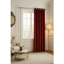 Bercem Home Kadife Dokulu Fon Perde - Bordo - Kuş Gözlü Dikim - (Rustik Için)