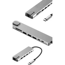 Astraltech 8 Portlu Macbook Çevirici Type C Hub  Sd Tf USB Çoğaltıcı Ethernet