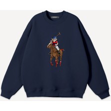 Mad&Calf  Unisex Teddy Cowboy Baskılı Bisiklet Yaka Oversize Sweatshirt