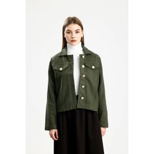 Pamuklu Kaşe Fıt Ceket Haki