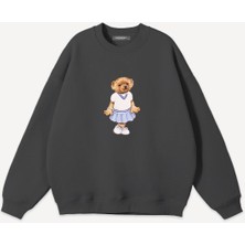 Mad&Calf  Unisex Pretty Teddy Baskılı Bisiklet Yaka Oversize Sweatshirt