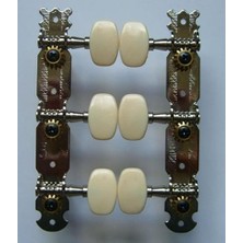 Maxtone GM22N Klasik Gitar Burgu Seti - 3+3 Nikel (Aksesuar/yedek Parça) | Beyaz Kelebek Başlıklı Standart Mekanizma, Naylon Tel Uyumu ve Hassas Akort Imkanı