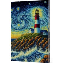 Renklime Van Gogh 8 - Deniz Feneri Çizgili Yan Boyamalı Defter