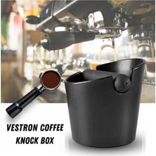 Vestron Espresso Kahve Posa Kutusu | Darbe Emici Espresso Knock Box | Çıkarılabilir Vuruş Çubuğu ve Kaymaz | Siyah