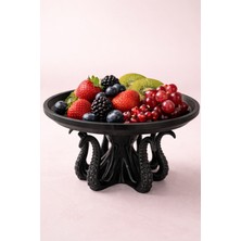 Pamuk's Design Siyah Ahtapot Figürlü Sunumluk Banyo Sabunluk, Kahvaltı Tabağı, Takı Organizeri, Mumluk 14 x 14 cm