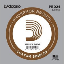 D'addario PB024 Phosphor Bronze Akustik Gitar Tek Teli - .024 (Aksesuar) | Altıgen Çelik Çekirdek, Dengeli Gerilim, Zengin Harmonik Içerik ve Kristal Netliğinde Ses