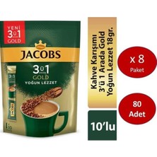 Jacobs 3ü1 Arada Gold Kahve Karışımı Yoğun Lezzet 80 Adet (10 x 8 Paket)