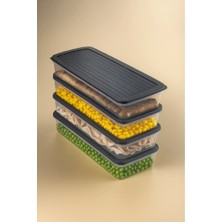 M&H 4 Adet 1000 ml Saklama Kabı - Kendinden Kapaklı Derin Dondurucu ve Buzluk Kabı