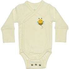 Organickid Naturel Bebek Kruvaze Uzun Kol Body