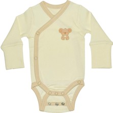 Organickid Naturel Bebek Bej Kruvaze Uzun Kol Body