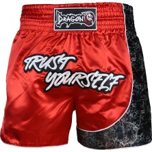 Dragondo MT3409 Trust Yourself Kırmızı Muay Thai Kick Boks Şortu