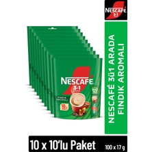 Nescafe 3ü1 Arada Fındık Aromalı Çözünebilir Kahve 17G 10'lu Paket 10X10
