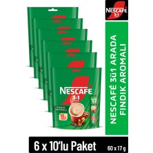Nescafe 3ü1 Arada Fındık Aromalı Çözünebilir Kahve 17G 10'lu Paket 10X6