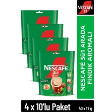 Nescafe 3ü1 Arada Fındık Aromalı Çözünebilir Kahve 17G 10'lu Paket 10X4