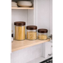 Karteya 3'lü Akasya Kapaklı Cam Kavanoz Seti