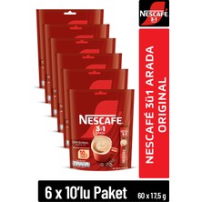 Nescafe 3ü1 Arada Original Çözünebilir Kahve 17,5g 10'lu Paket 10X6