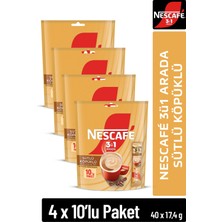 Nescafe 3ü1 Arada Sütlü Köpüklü Çözünebilir Kahve 10'lu Paket 10x4 - 17,4 gr Lezzetli Menşei Türkiye