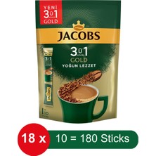 Jacobs 3 Ü 1 Arada Gold Yoğun Lezzet Hazır Kahve – 10 Lu Paket x 18 Paket
