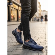 Ebrus Trend ET0246 Lacivert Gri Parçalı Bağcıklı Yüksek Taban Günlük Erkek Ayakkabı