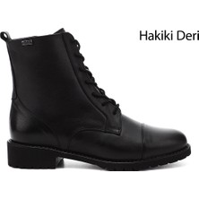 Gönderi(r) Kadın Siyah Fermuarlı Kauçuk Taban Hakiki Deri Postal Bot