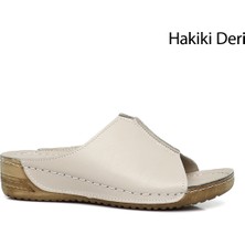 Gönderi(r) Kadın Krem Dolgu Taban Hakiki Deri Terlik
