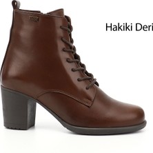 Gönderi(r) Kadın Kahve Antik Fermuarlı Kalın Topuklu Hakiki Deri Postal Bot