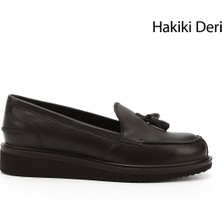 Gönderi(r) Kadın Kahve Antik Dolgu Taban Hakiki Deri Loafer Ayakkabı