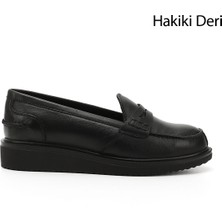 Gönderi(r) Kadın Siyah Dolgu Taban Hakiki Deri Loafer Ayakkabı