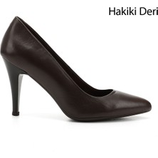 Gönderi(r) Kadın Kahve Antik Sivri Burun İnce Topuklu Hakiki Deri Stiletto