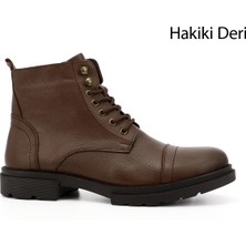 GÖNDERİ Erkek Kahve Antik  Fermuarlı Hakiki Deri Postal Bot