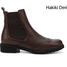 Gönderi(r) Kadın Kahve Antik Kauçuk Taban Hakiki Deri Chelsea Bot