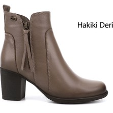 Gönderi(r) Kadın Vizon Floter Fermuarlı Kalın Topuklu Hakiki Deri Bot