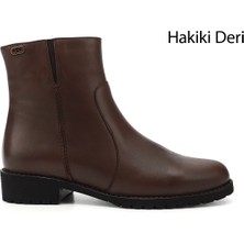 Gönderi(r) Kadın Kahve Antik Fermuarlı Kauçuk Taban Hakiki Deri Bot