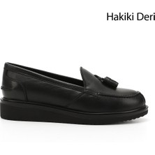 Gönderi(r) Kadın Siyah Dolgu Taban Hakiki Deri Loafer Ayakkabı