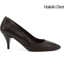 Gönderi(r) Kadın Kahve Antik Sivri Burun İnce Topuklu Hakiki Deri Stiletto