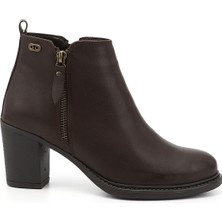 GÖNDERİ Kadın Kahve Antik  Fermuarlı Kalın Topuklu Bot