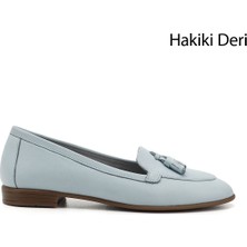 Gönderi(r) Kadın Mavi Antik Püsküllü Hakiki Deri Babet