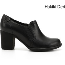 Gönderi(r) Kadın Siyah  Orta Kalın Topuklu Hakiki Deri Ayakkabı
