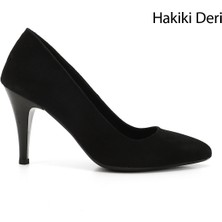 Gönderi(r) Kadın Siyah Süet Sivri Burun İnce Topuklu Hakiki Deri Stiletto