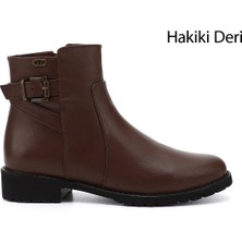 Gönderi(r) Kadın Kahve Antik Fermuarlı Kauçuk Taban Hakiki Deri Bot