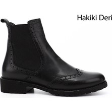 Gönderi(r) Kadın Siyah Floter Kauçuk Taban Hakiki Deri Chelsea Bot