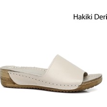 Gönderi(r) Kadın Krem Dolgu Taban Hakiki Deri Terlik