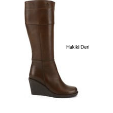 Gönderi(r) Kadın Kahve Antik Fermuarlı Dolgu Topuklu Hakiki Deri Çizme