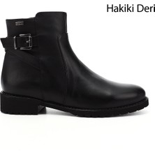 Gönderi(r) Kadın Siyah Fermuarlı Kauçuk Taban Hakiki Deri Bot