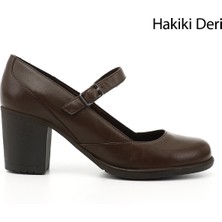 Gönderi(r) Kadın Kahve Antik Kalın Topuklu Mary Jane Hakiki Deri Ayakkabı
