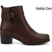 Gönderi(r) Kadın Kahve Antik Fermuarlı Kalın Topuklu Hakiki Deri Bot